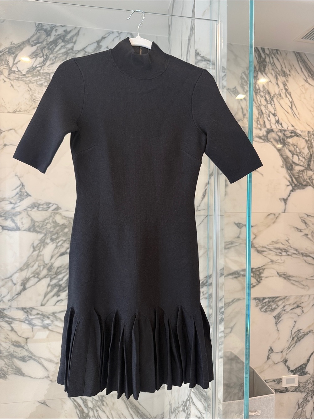 Ted Baker Black Short-Sleeve Pleated-Hem Dress